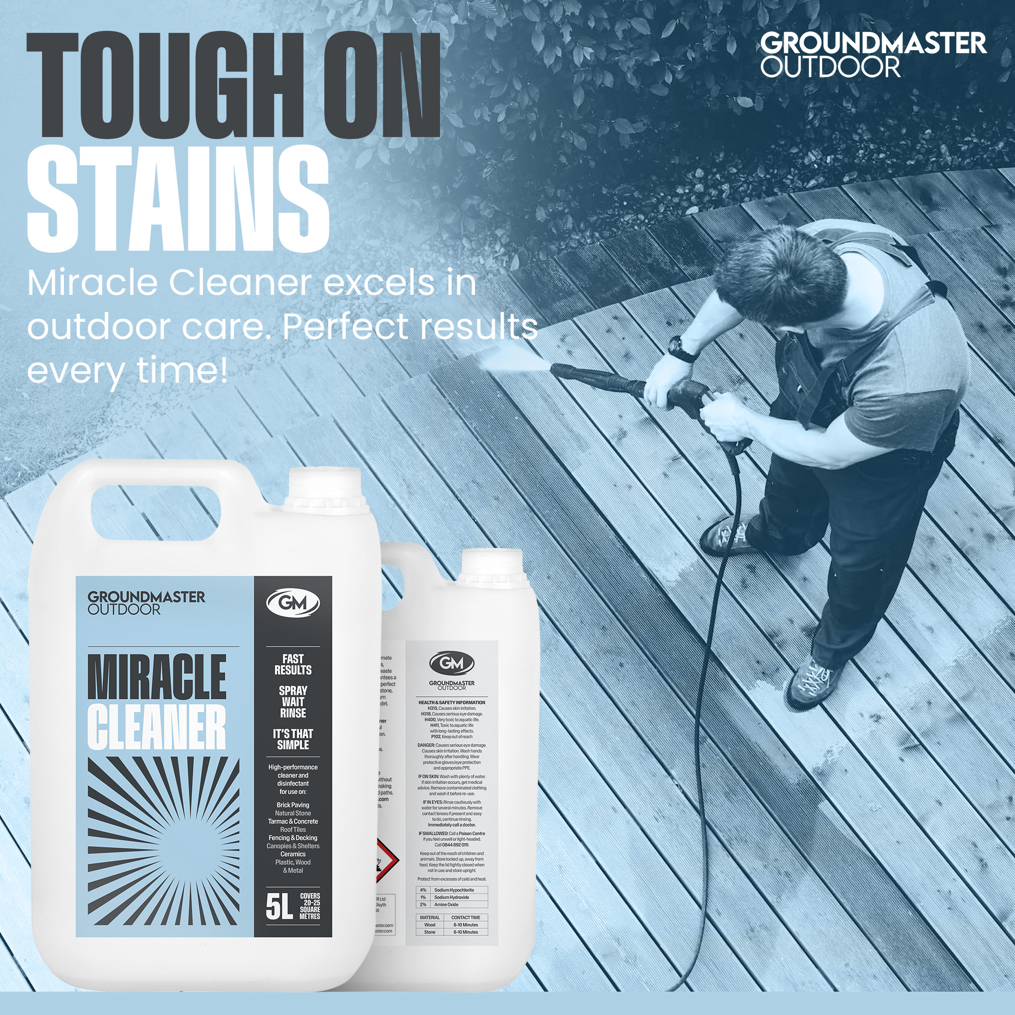 GROUNDMASTER Miracle Patio Cleaner Spray and Leave Algae Remover Fast Results 5L - Picture 10 of 18