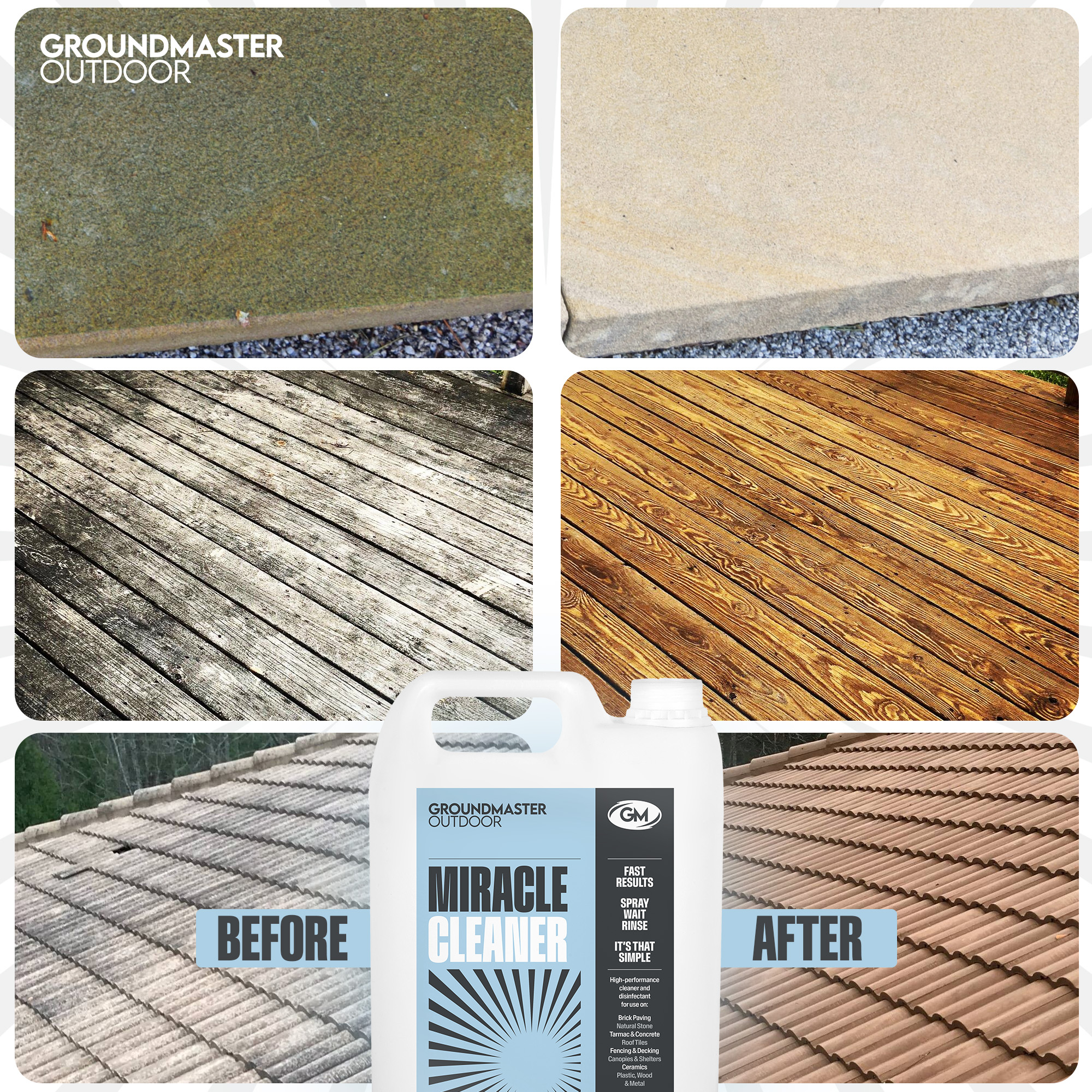 GROUNDMASTER Miracle Patio Cleaner Spray and Leave Algae Remover Fast Results 5L - Picture 15 of 18