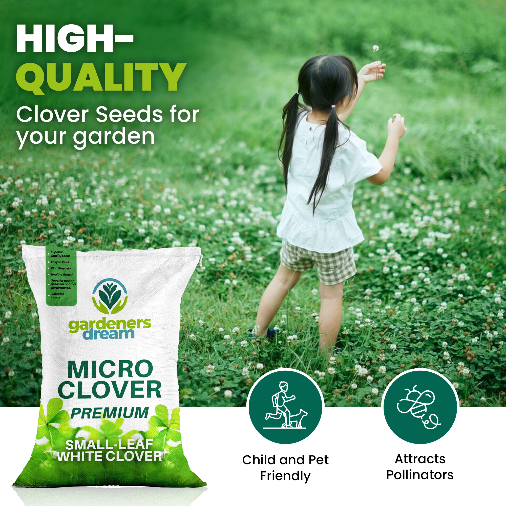 Micro Mixed Clover Grass Seed Eco-Friendly Drought Resistant Lawn Ground Cover - Picture 44 of 54