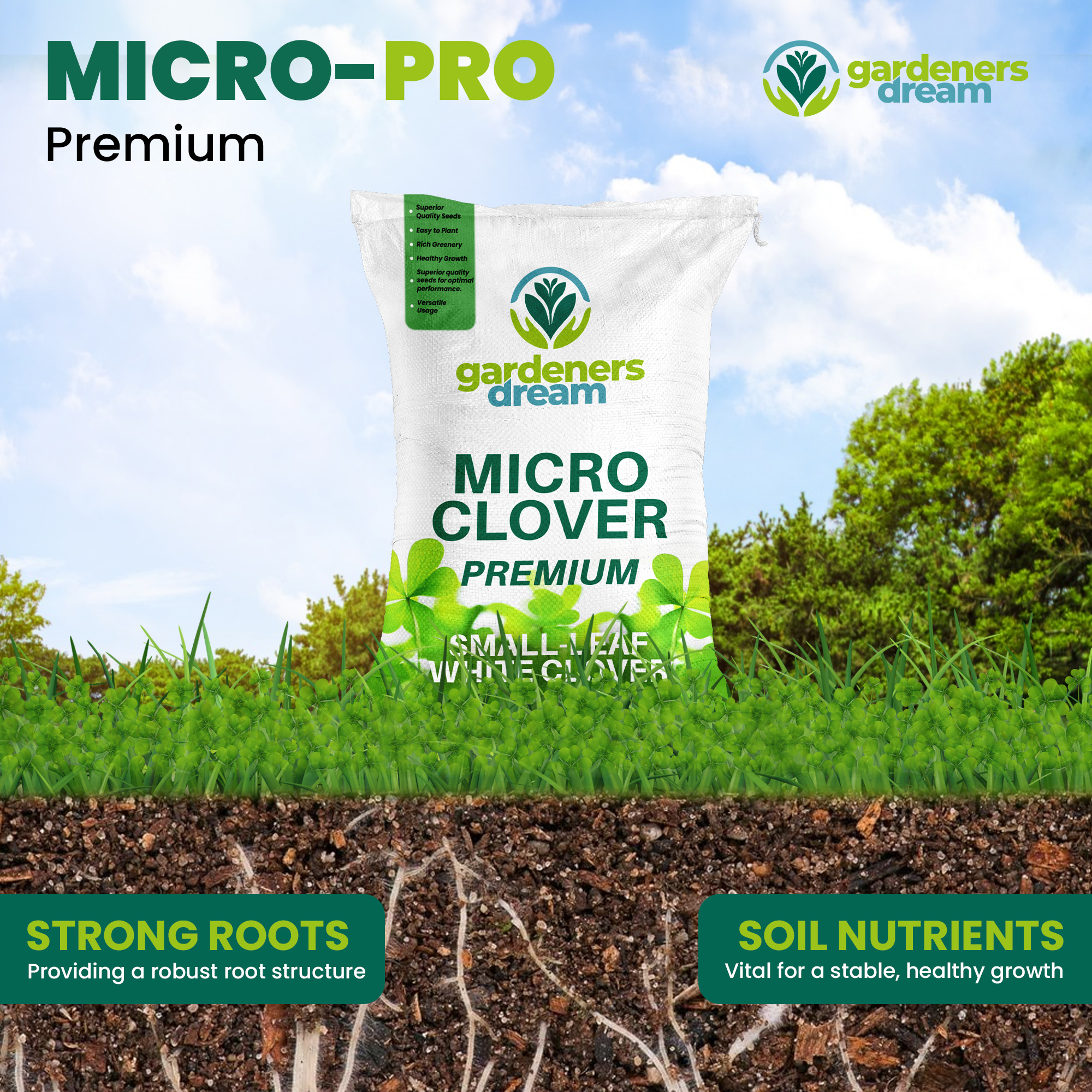 Micro Mixed Clover Grass Seed Eco-Friendly Drought Resistant Lawn Ground Cover - Picture 52 of 54
