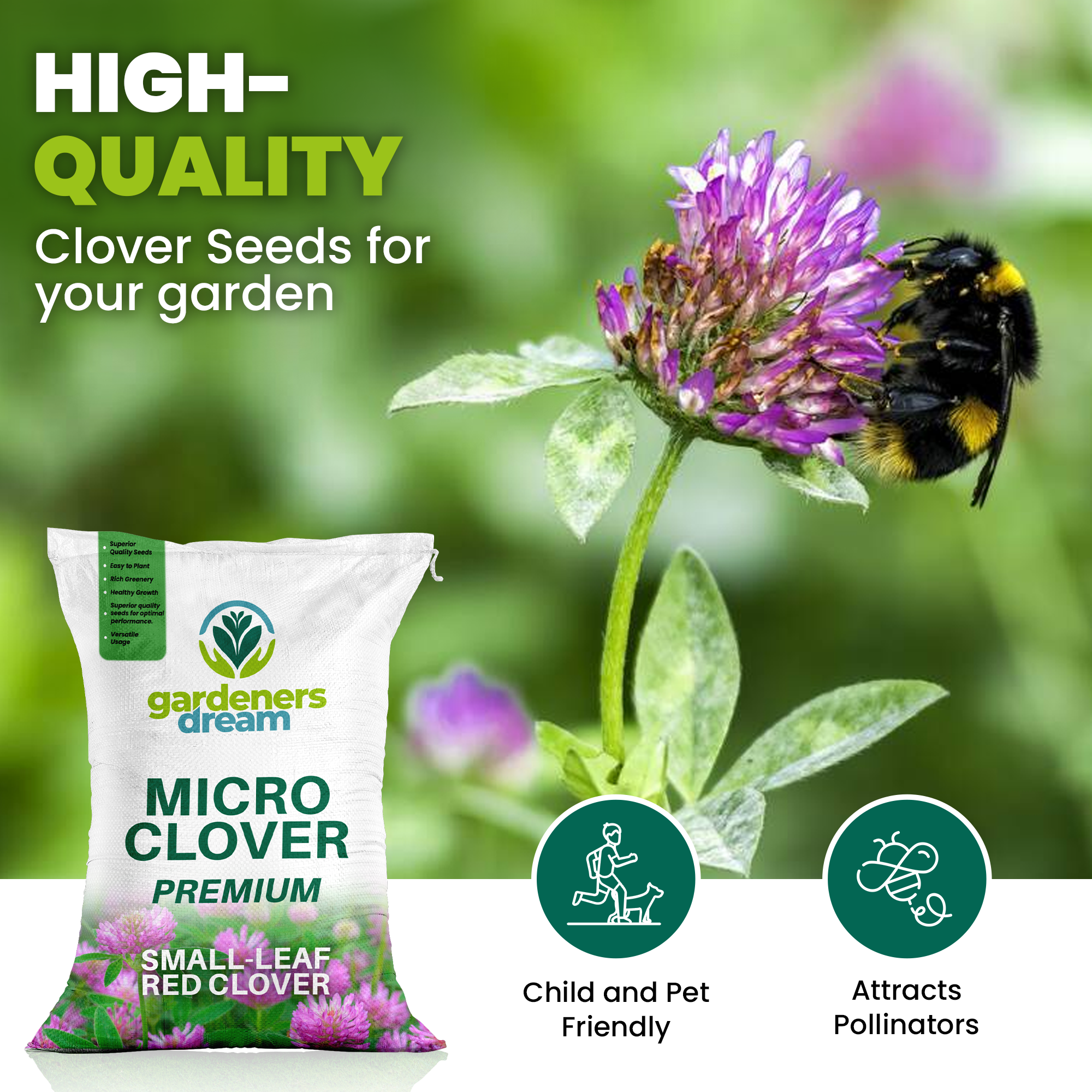 Micro Mixed Clover Grass Seed Eco-Friendly Drought Resistant Lawn Ground Cover - Picture 32 of 54