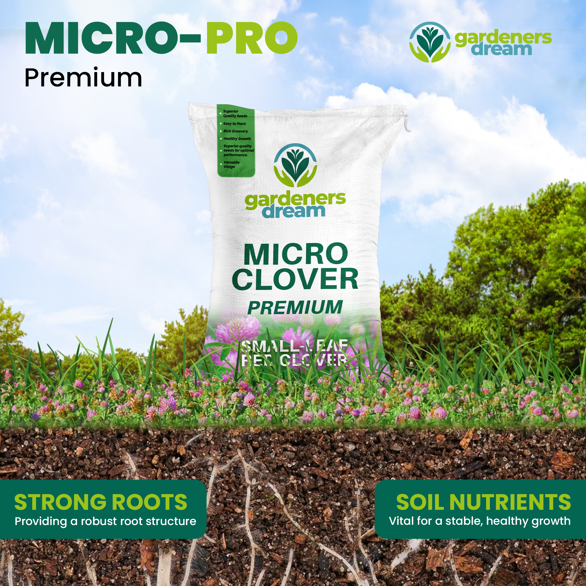 Micro Mixed Clover Grass Seed Eco-Friendly Drought Resistant Lawn Ground Cover - Picture 33 of 54