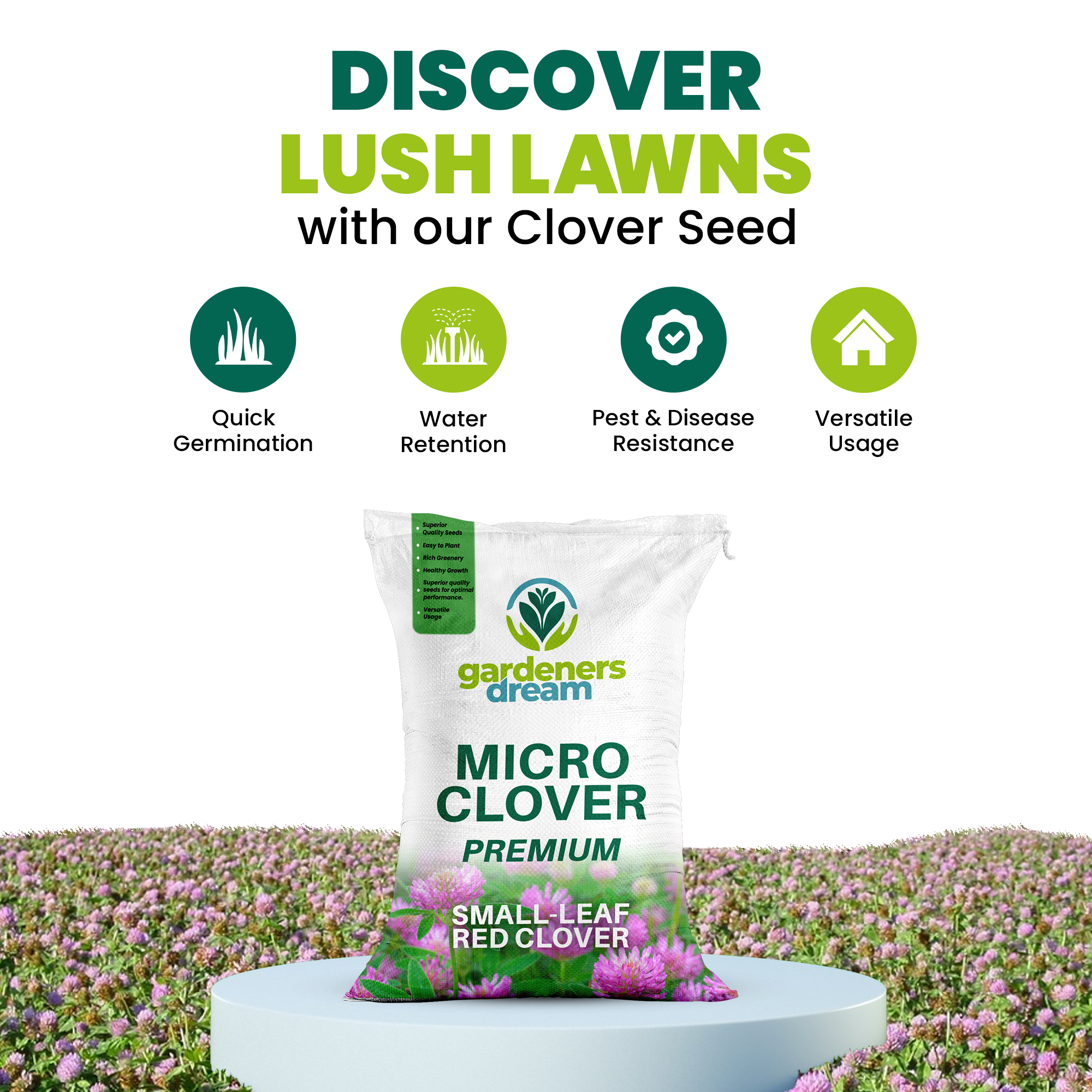Micro Mixed Clover Grass Seed Eco-Friendly Drought Resistant Lawn Ground Cover - Picture 34 of 54
