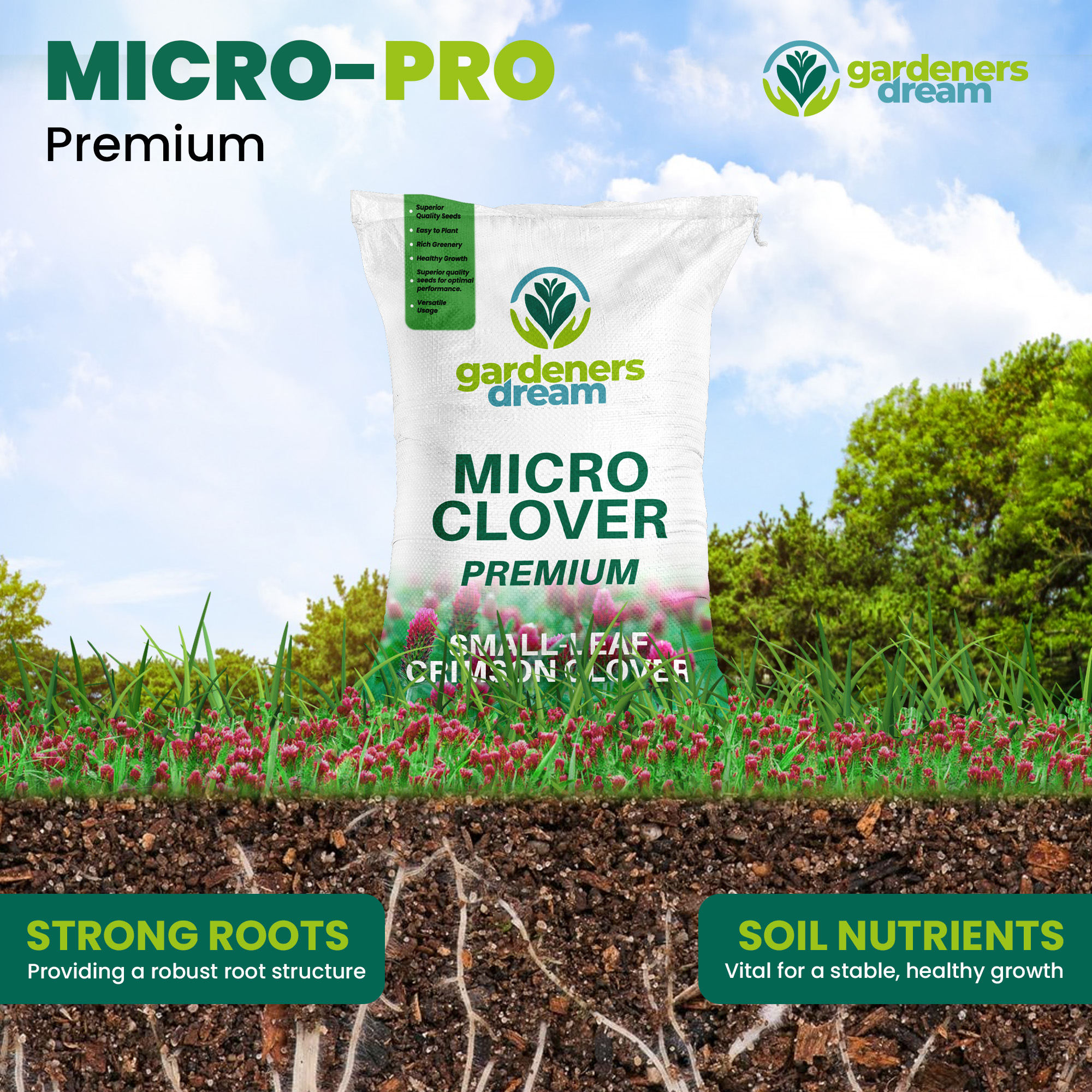 Micro Mixed Clover Grass Seed Eco-Friendly Drought Resistant Lawn Ground Cover - Picture 16 of 54