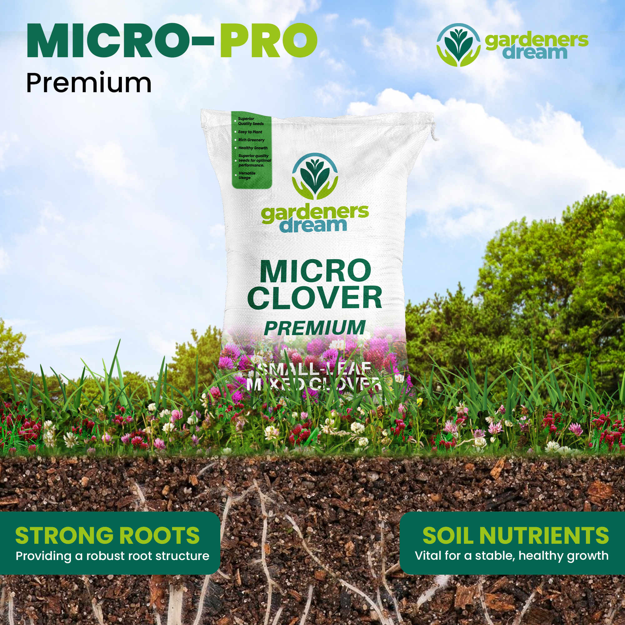 Micro Mixed Clover Grass Seed Eco-Friendly Drought Resistant Lawn Ground Cover - Picture 21 of 54