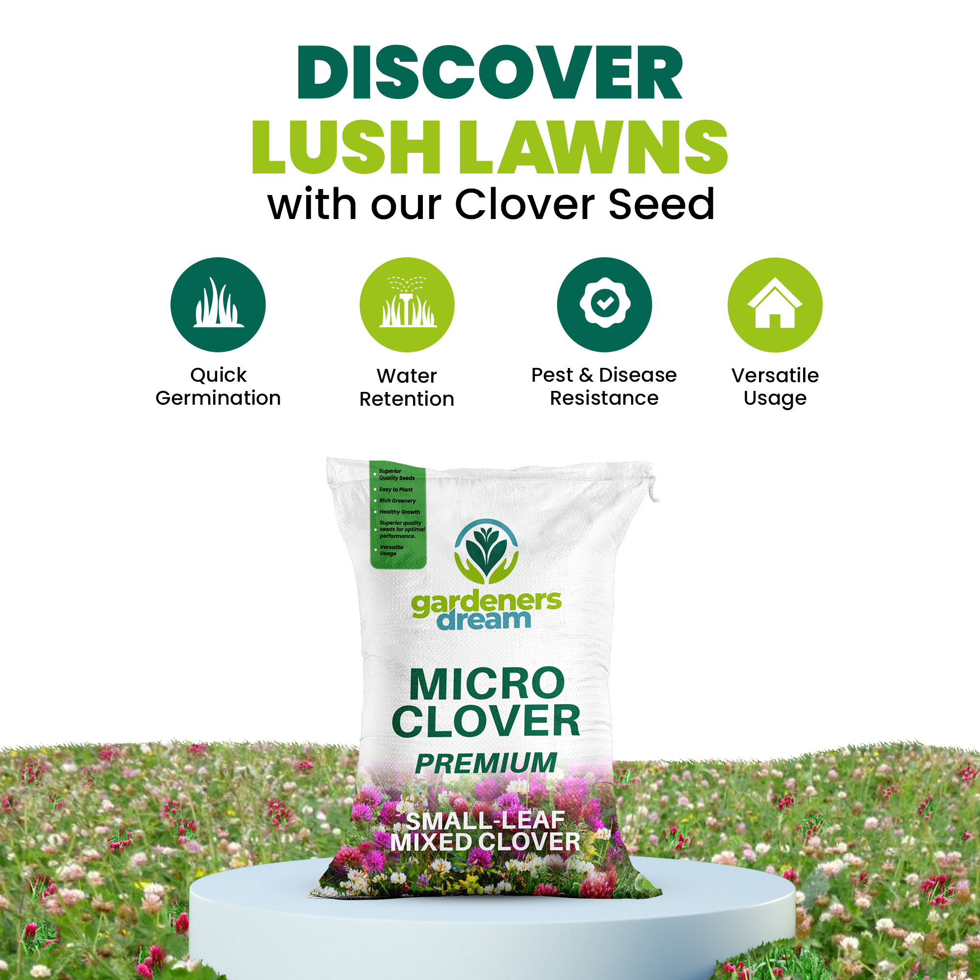 Micro Mixed Clover Grass Seed Eco-Friendly Drought Resistant Lawn Ground Cover - Picture 22 of 54