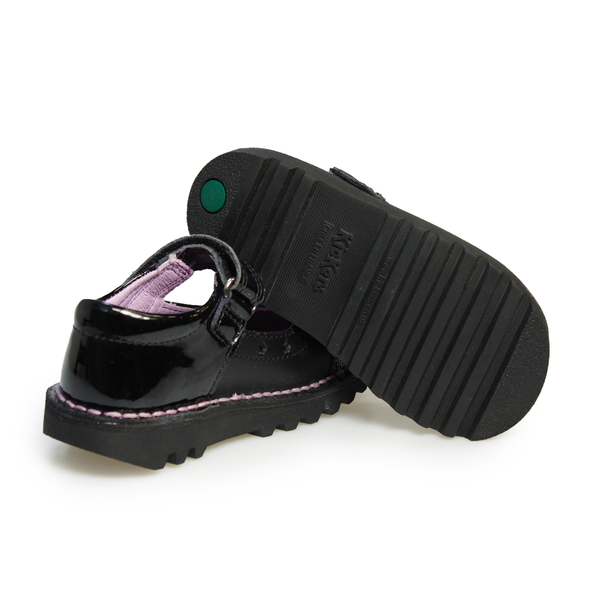 Kickers Mary Jane Fairy Black Leather Infants Girls Kids Buckle Shoes ...