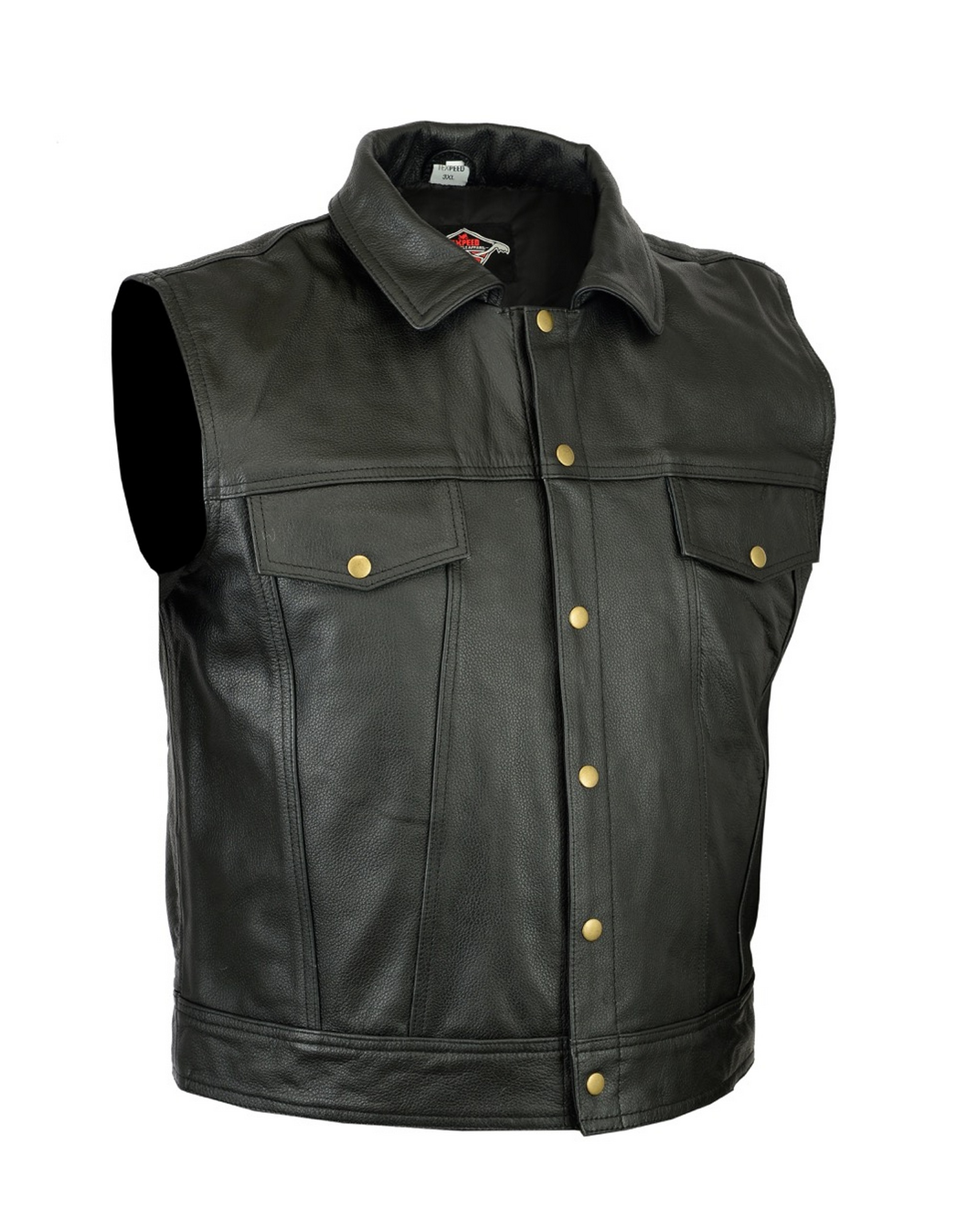 Leather Waistcoat Motorbike Biker Mens Motorcycle Vest Casual Collared