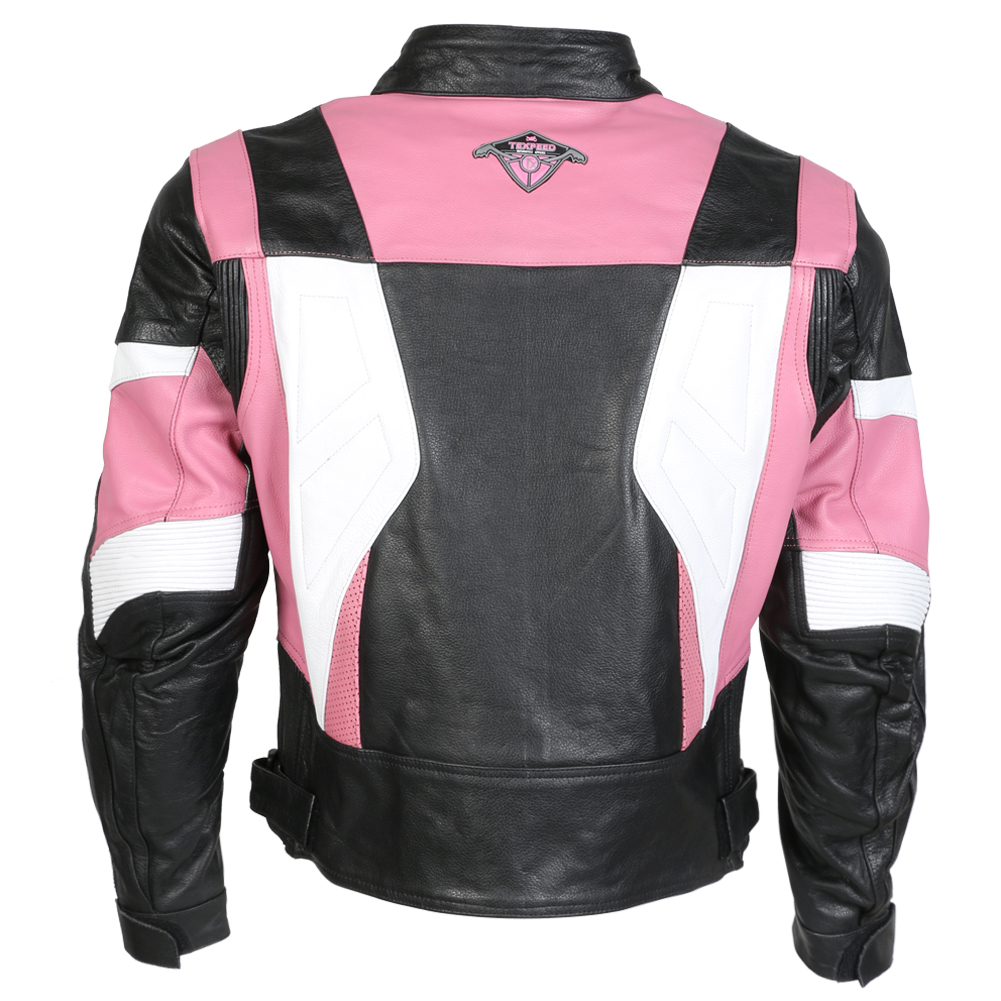 Womens Black Pink Leather Motorcycle Motorbike Jacket With Sentinel Womens Black Pink Leather Motorcycle Motorbike Jacket With Removable Ce Armour