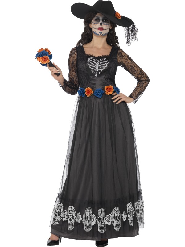 Women's Day of the Dead Skeleton Bride Fancy Dress Costume