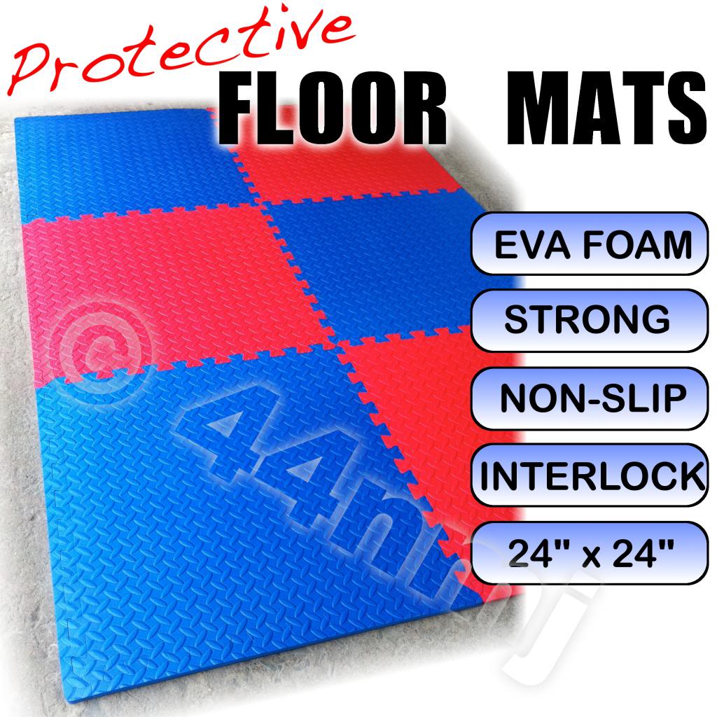 Protective EVA Anti-Slip Flooring Mats Tiles Home Gym ETC CHECKERED RED & BLUE - Picture 2 of 13