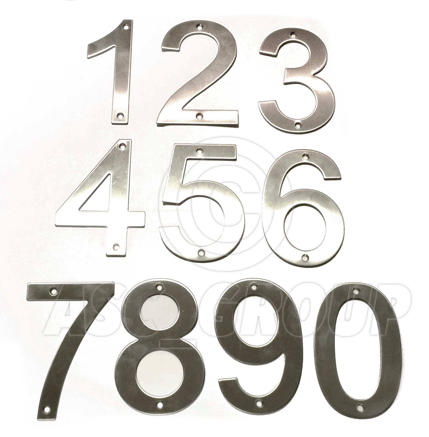 Brushed Stainless Steel House Numbers Screw on All Numbers 10cm