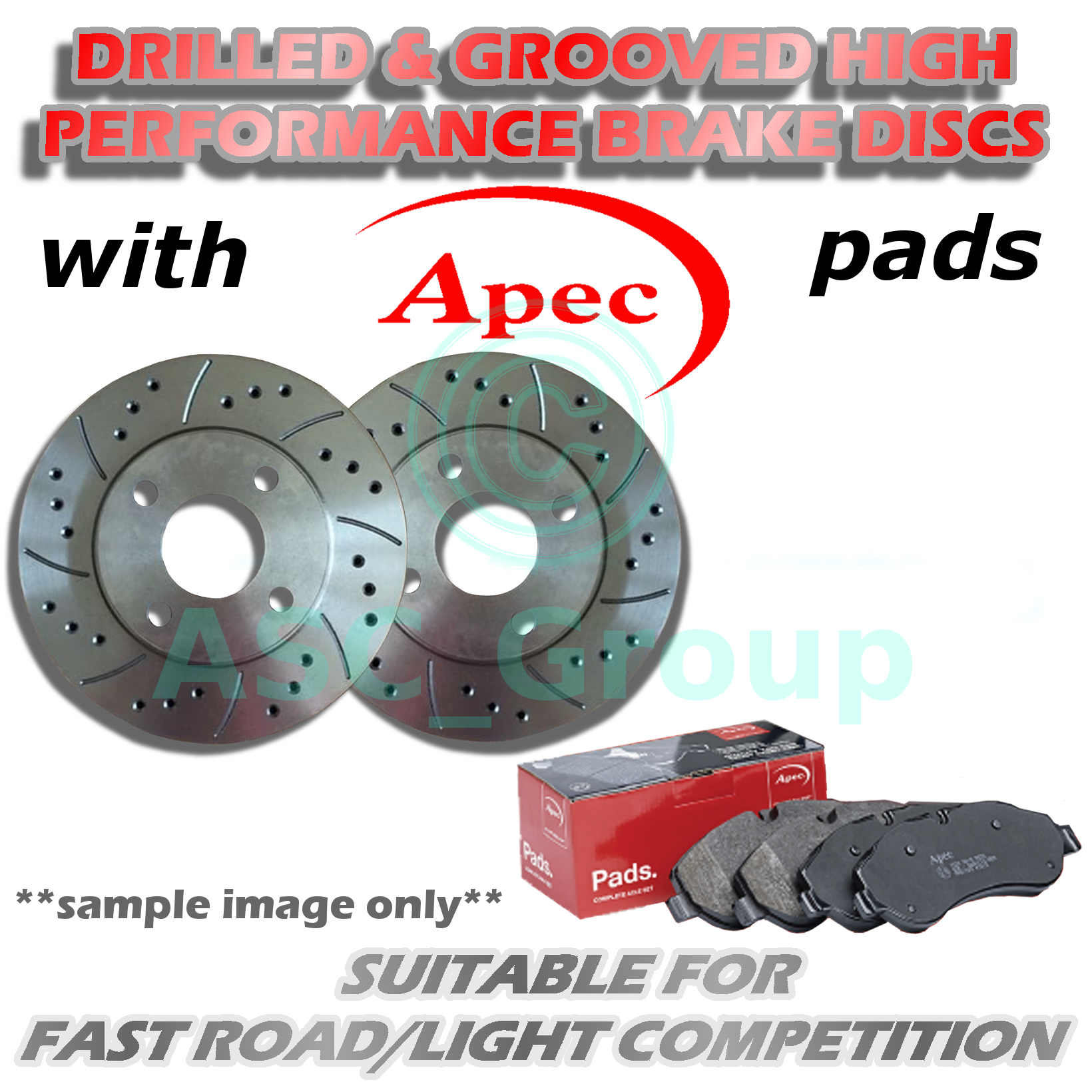 Rear Drilled and Grooved 260mm 5 Stud Solid Brake Discs with Apec Pads