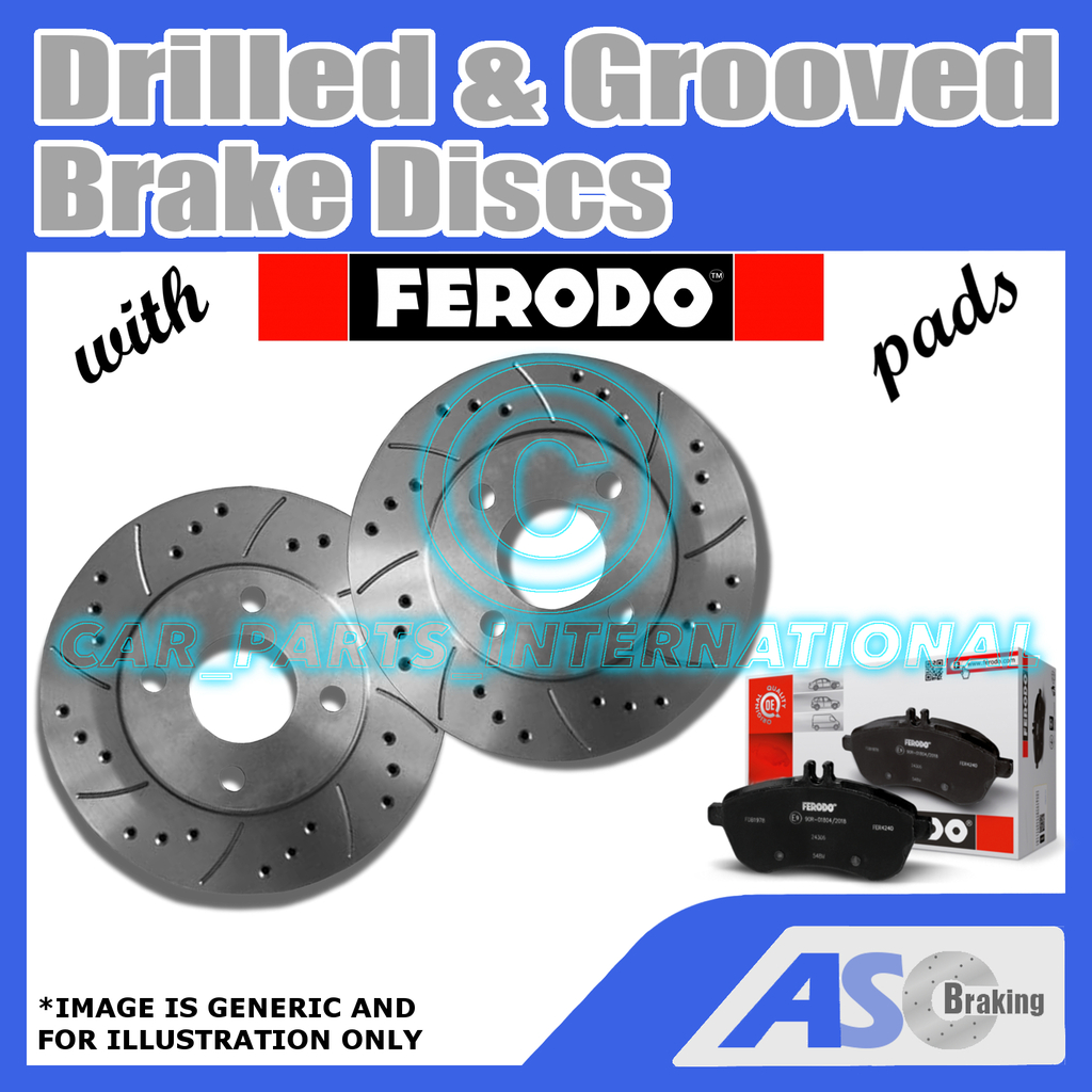 Rear Drilled and Grooved 260mm 5 Stud Solid Brake Discs with Apec Pads