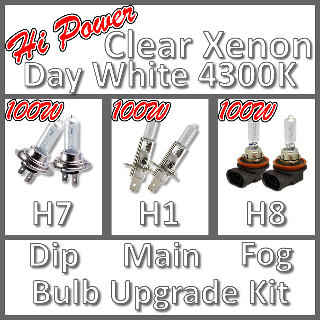 XENON BULBS DIP MAIN AND FOG LIGHT H7 H1 H8 100w