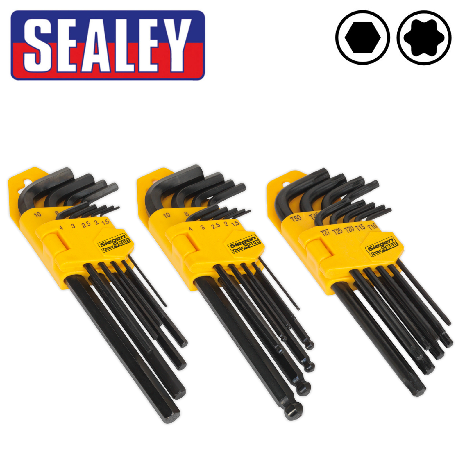 Sealey Siegen Long Reach Ball End Allen Hex Keys & TRX Star Torx Key