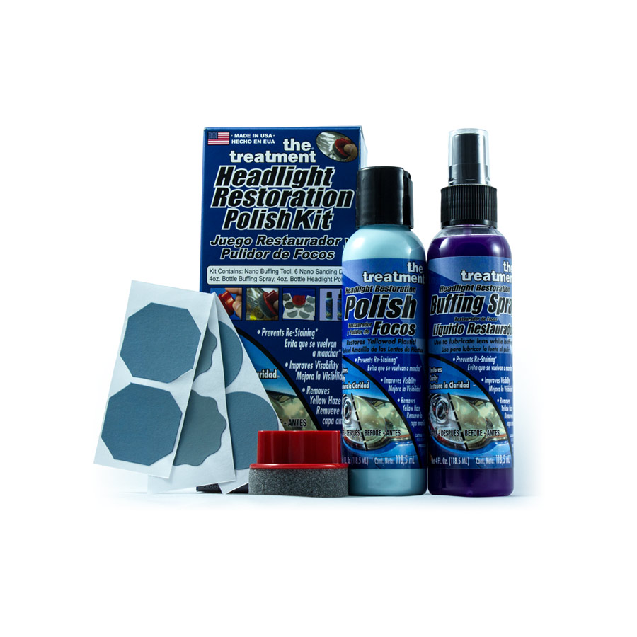 The Treatment Headlight Restoration Kit Cream Spray Buffing Discs