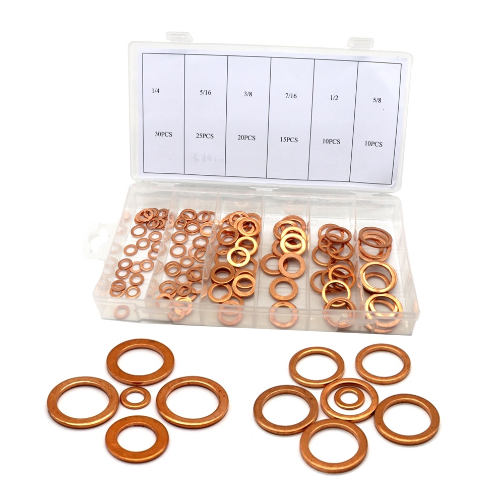 Assorted Copper Washer Set 110pc 6 Sizes Assortment Imperial eBay