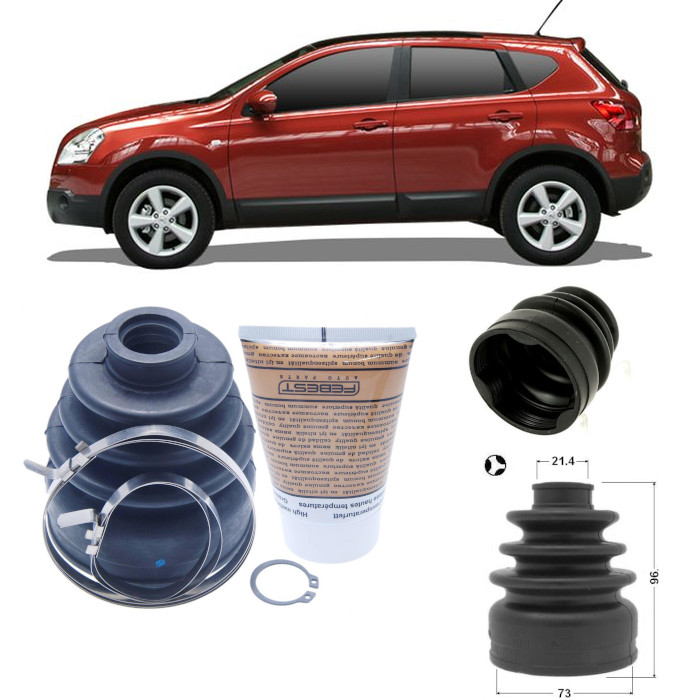Inner CV Joint Boot Kit Front Axle fits Nissan Qashqai (J10) 0713