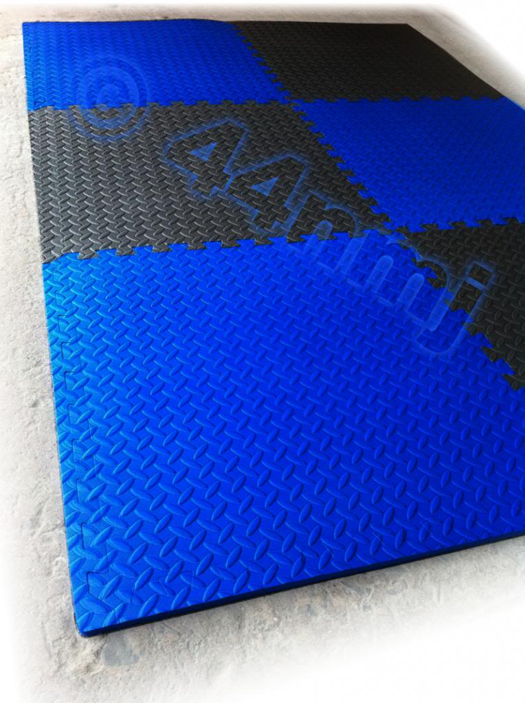 12mm Garage Workshop Machine Flooring Mat Tiles Red Blue Grey