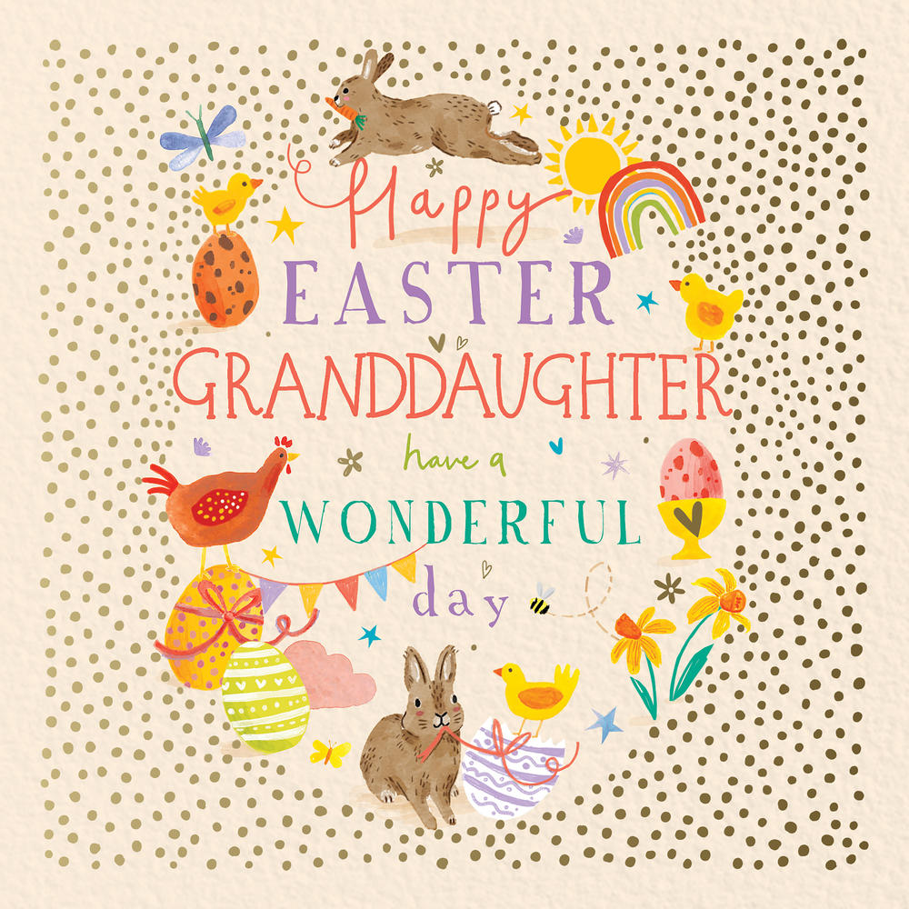 Happy Easter Granddaughter Eggscellent Bunnies Artistic Easter Greeting