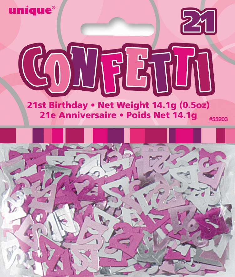 Pink Glitz Age 21 Birthday Table Confetti Party Love Kates