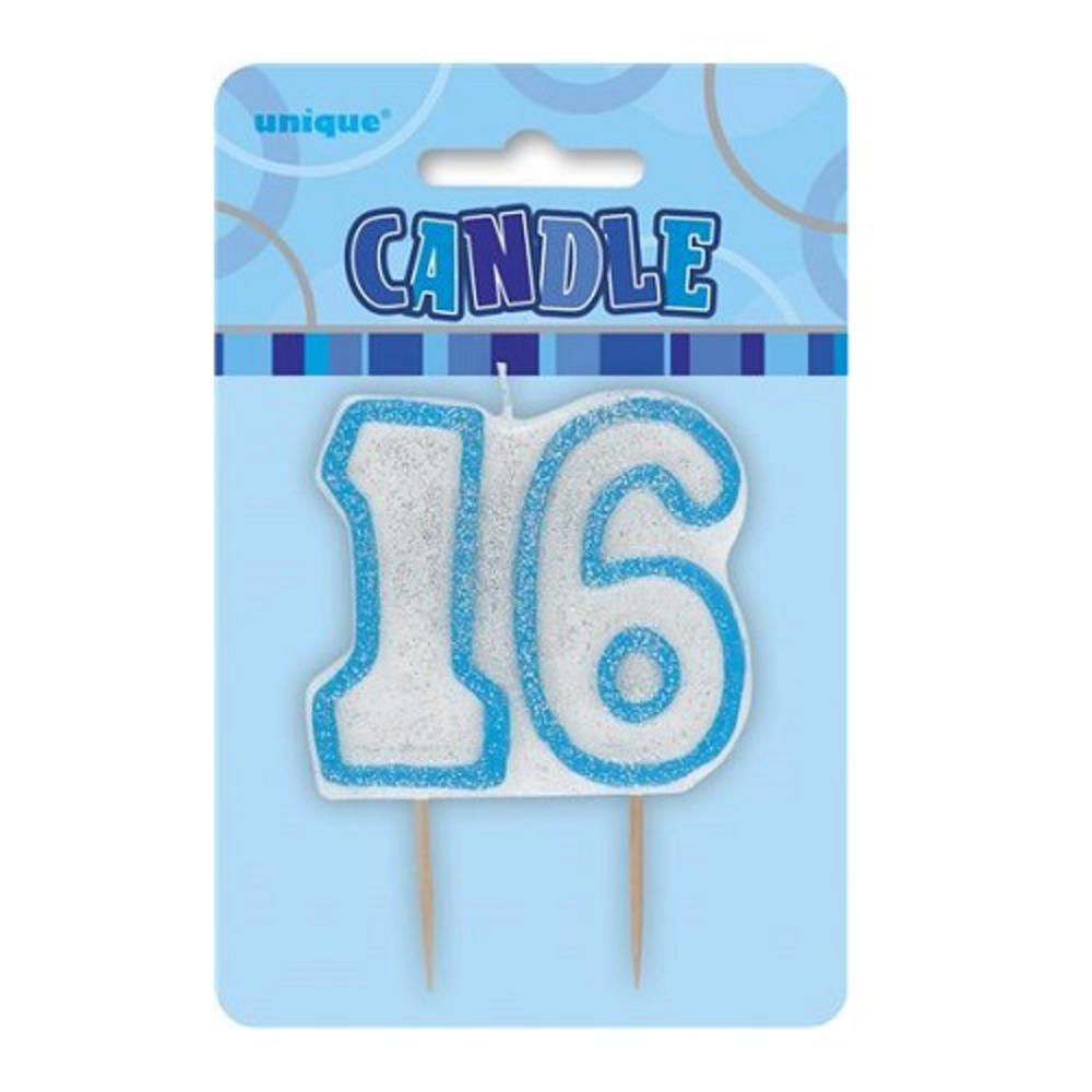 Blue Glitz Number 16 Candle 16th Birthday Cake Candles Candles Love
