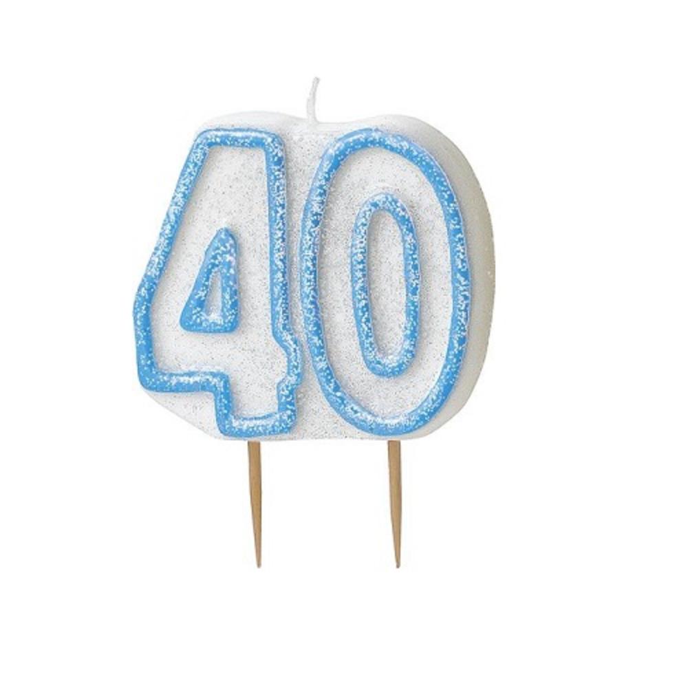 Blue Glitz Number 40 Candle 40th Birthday Cake Candles | Candles | Love ...