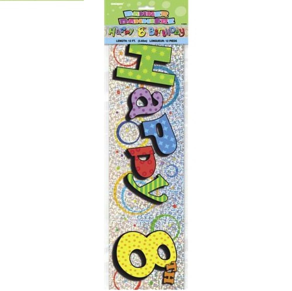 Happy 8th Birthday 12ft Party Banner | Banners | Love Kates