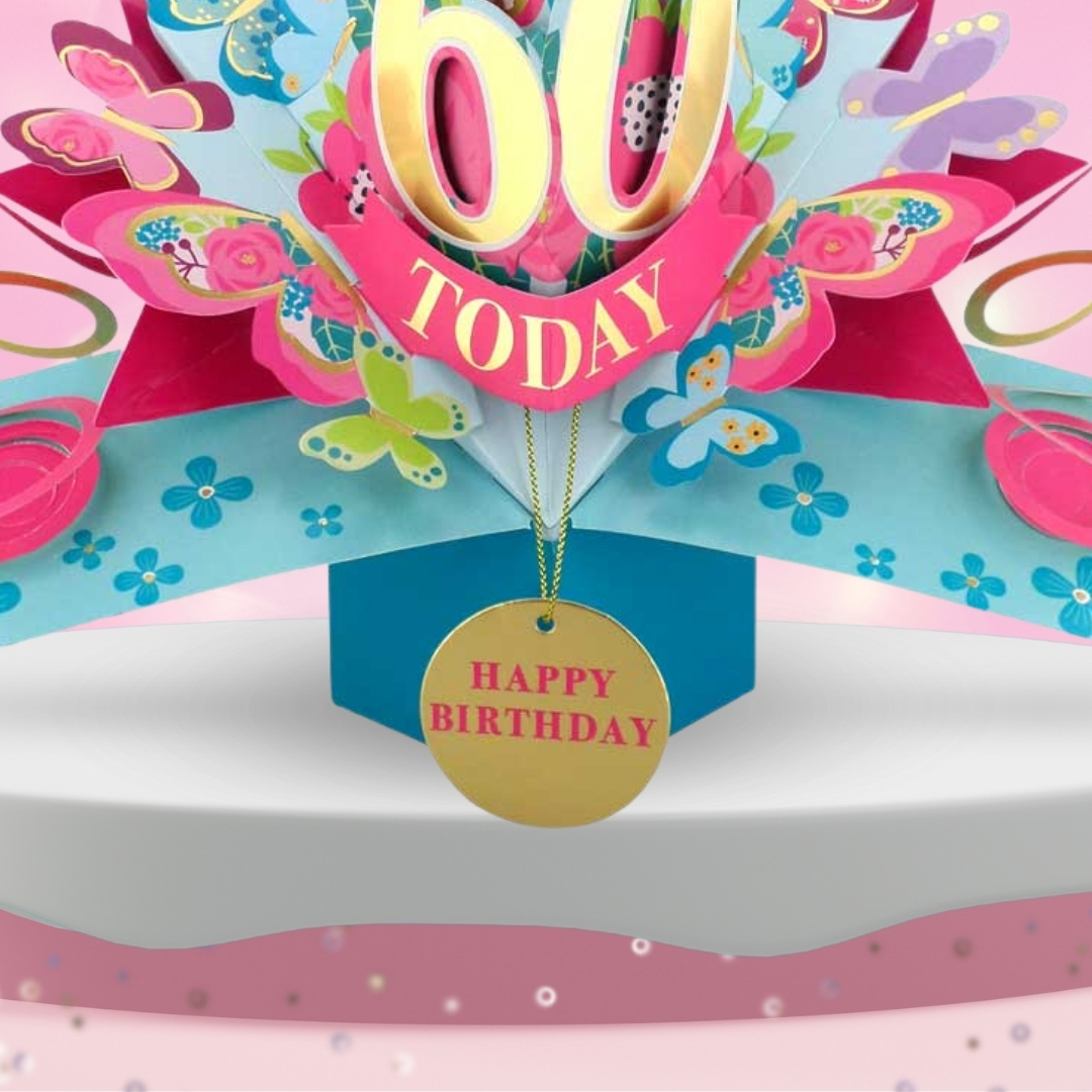 Caffox 60th Birthday Pop Up Card For Her, Happy 60th India