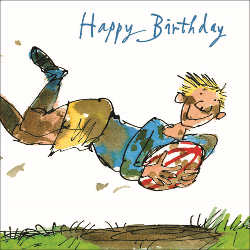 Quentin Blake Rugby Happy Birthday Greeting Card Cards