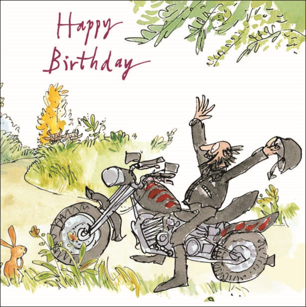 35+ Biker geburtstag bilder kostenlos , Quentin Blake Motorbiker Happy Birthday Greeting Card Cards Love Kates