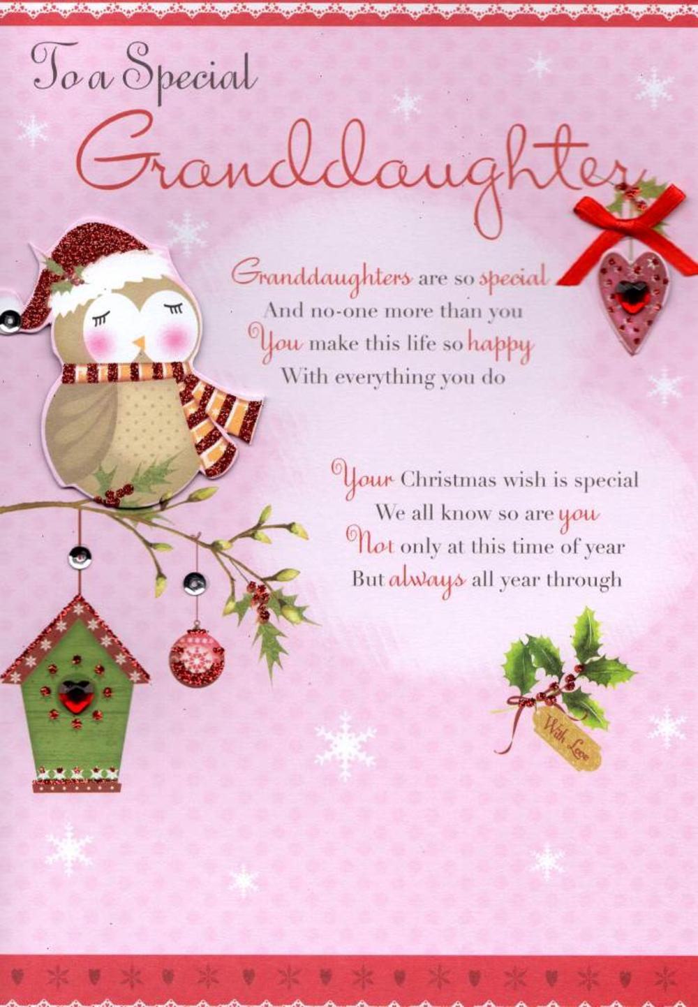 To A Special Granddaughter Christmas Greeting Card  Cards 