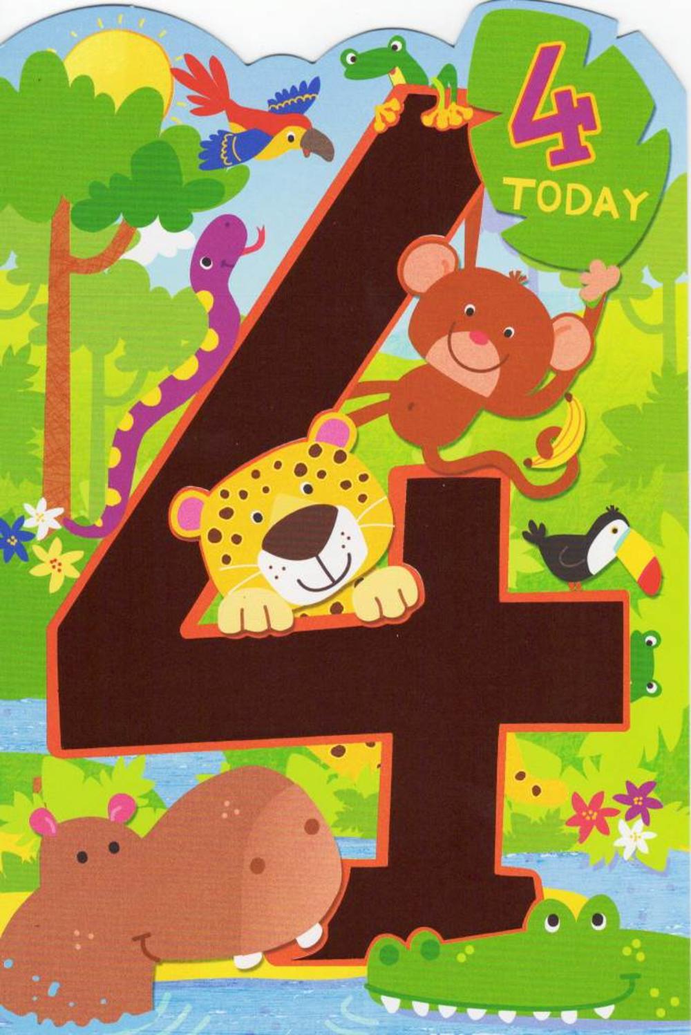 Childrens Happy 4th Birthday Greeting Card Cards Love Kates
