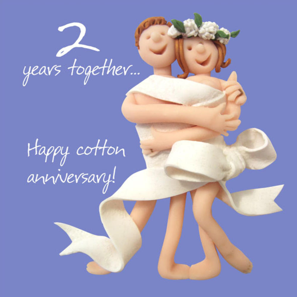 Happy 2nd  Cotton Anniversary  Greeting  Card  One Lump or Two 