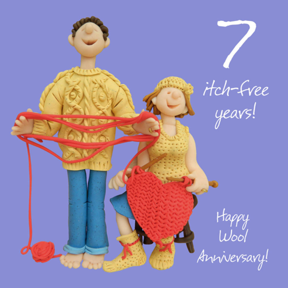 Happy 7th Wool Anniversary Greeting Card One Lump Or Two Cards Love 