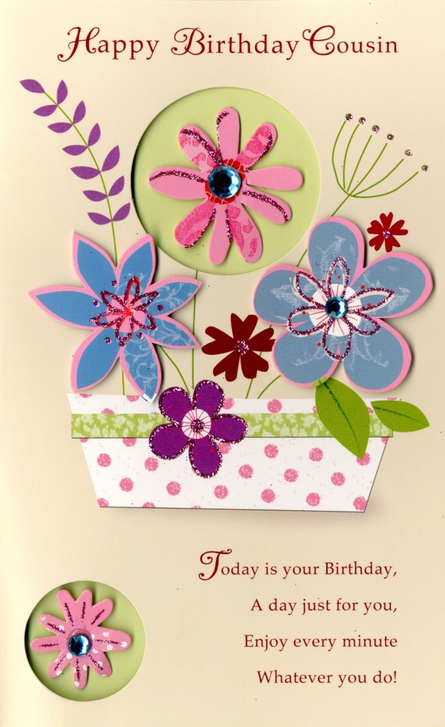 Happy Birthday Cousin Embellished Greeting Card Cards