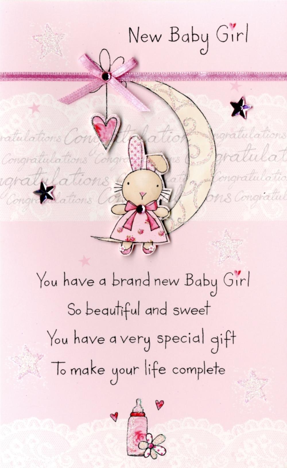 New Baby Girl Embellished Greeting Card | Cards | Love Kates