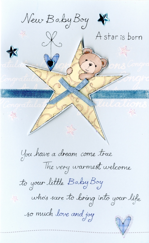 New Baby Boy Embellished Greeting Card | Cards | Love Kates