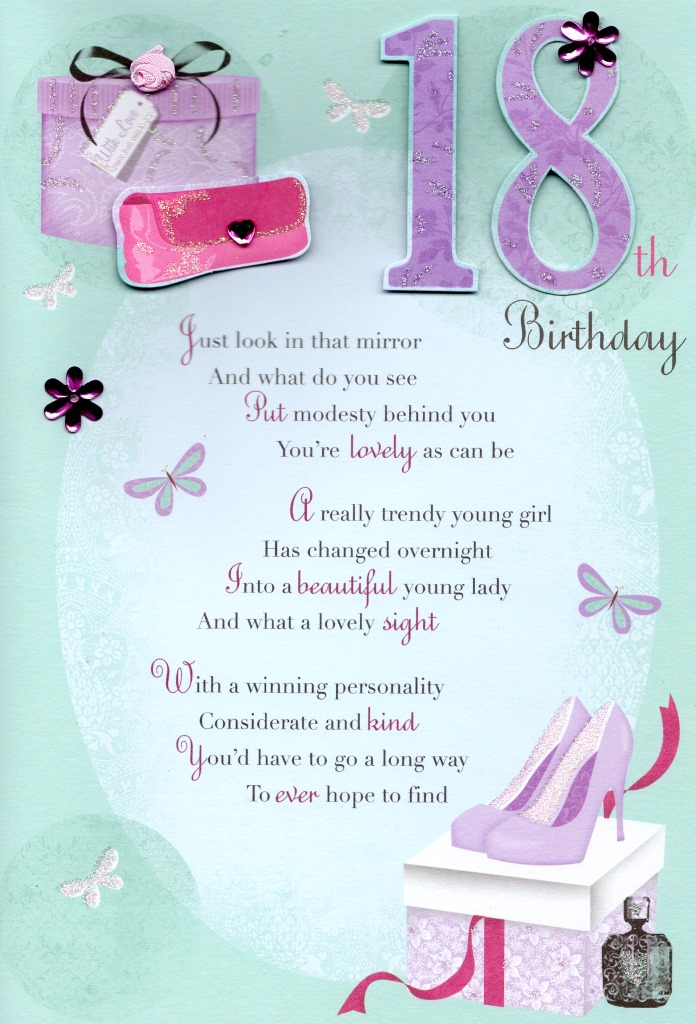 18th Happy Birthday Greeting Card Lovely Verse Embellished Greetings ...