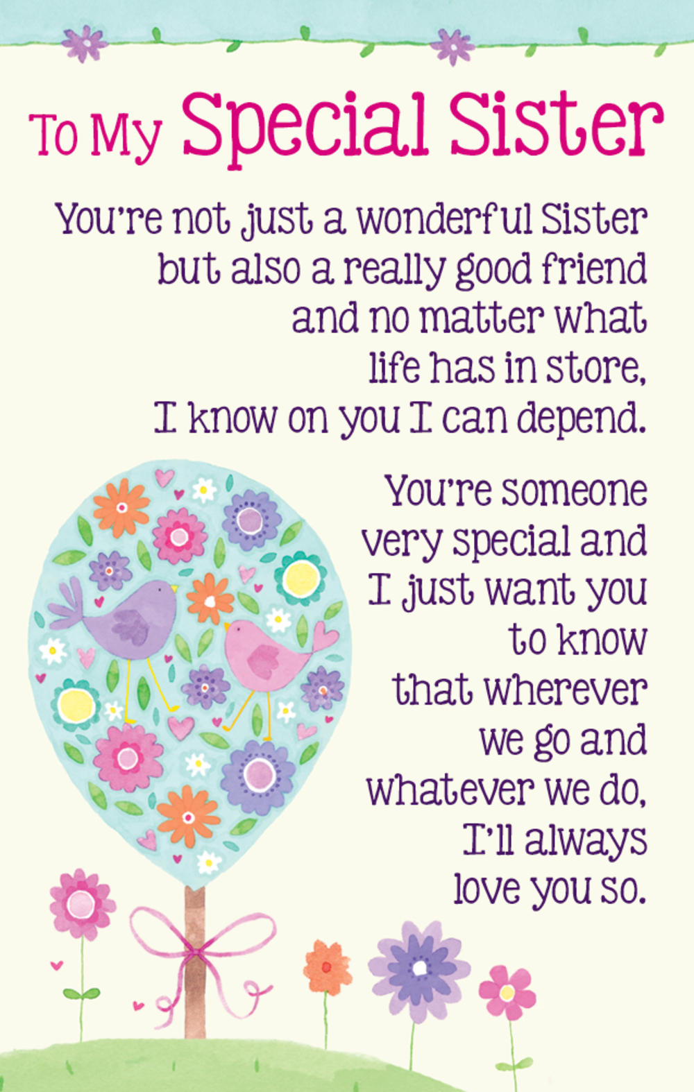 To My Special Sister Heartwarmers Keepsake Credit Card 