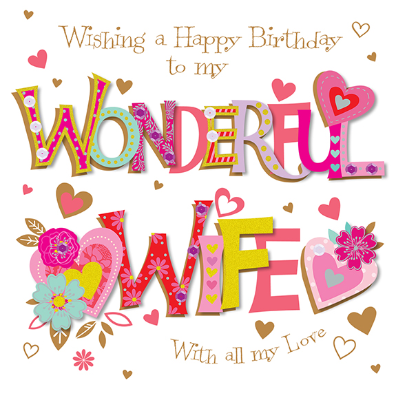 Wishing My Wonderful Wife Happy Birthday Greeting Card Cards 