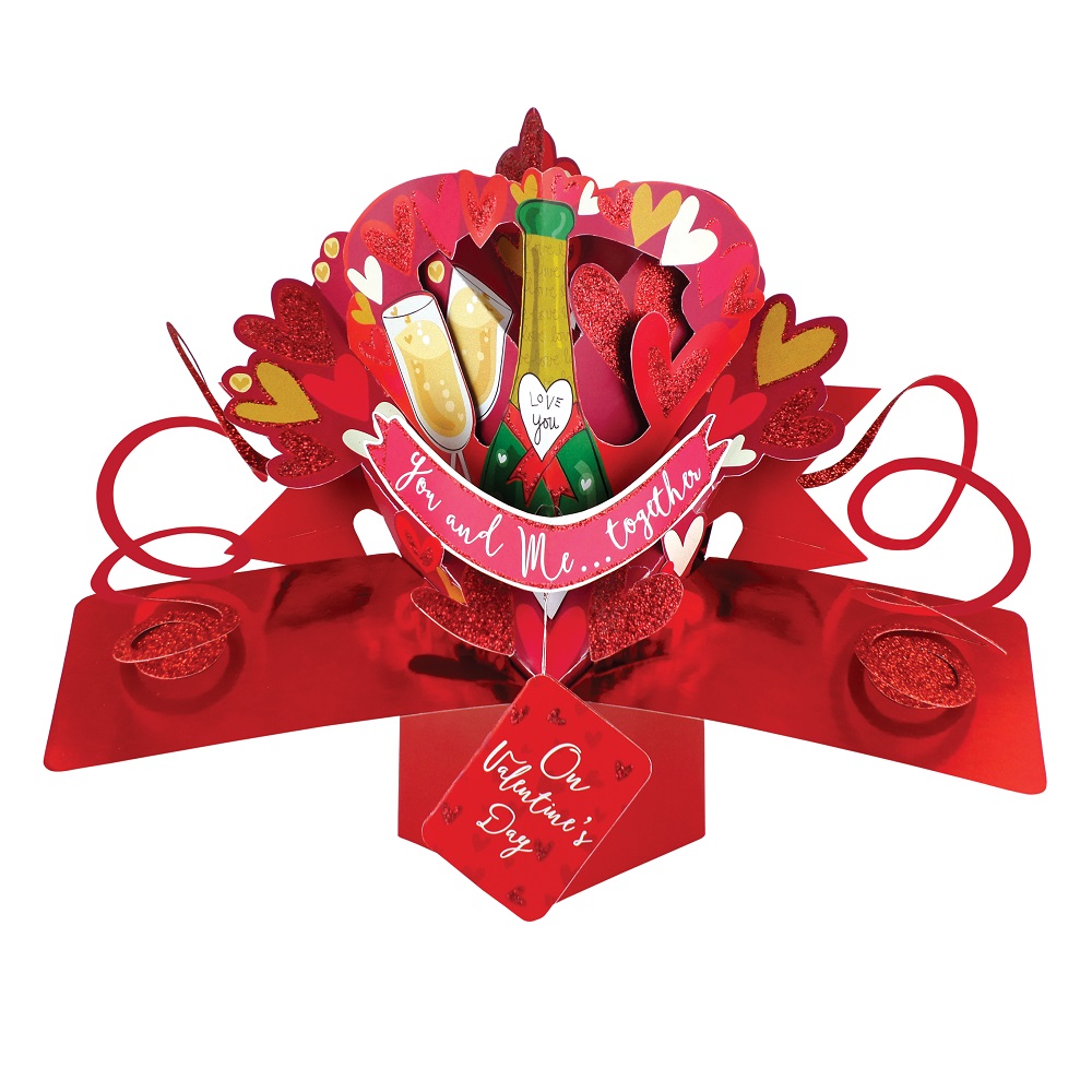 you me together on valentine's day popup greeting card
