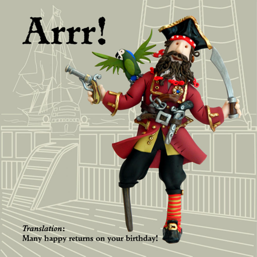 Arrr! Pirate Funny Olde Worlde Birthday Card Cards Love Kates