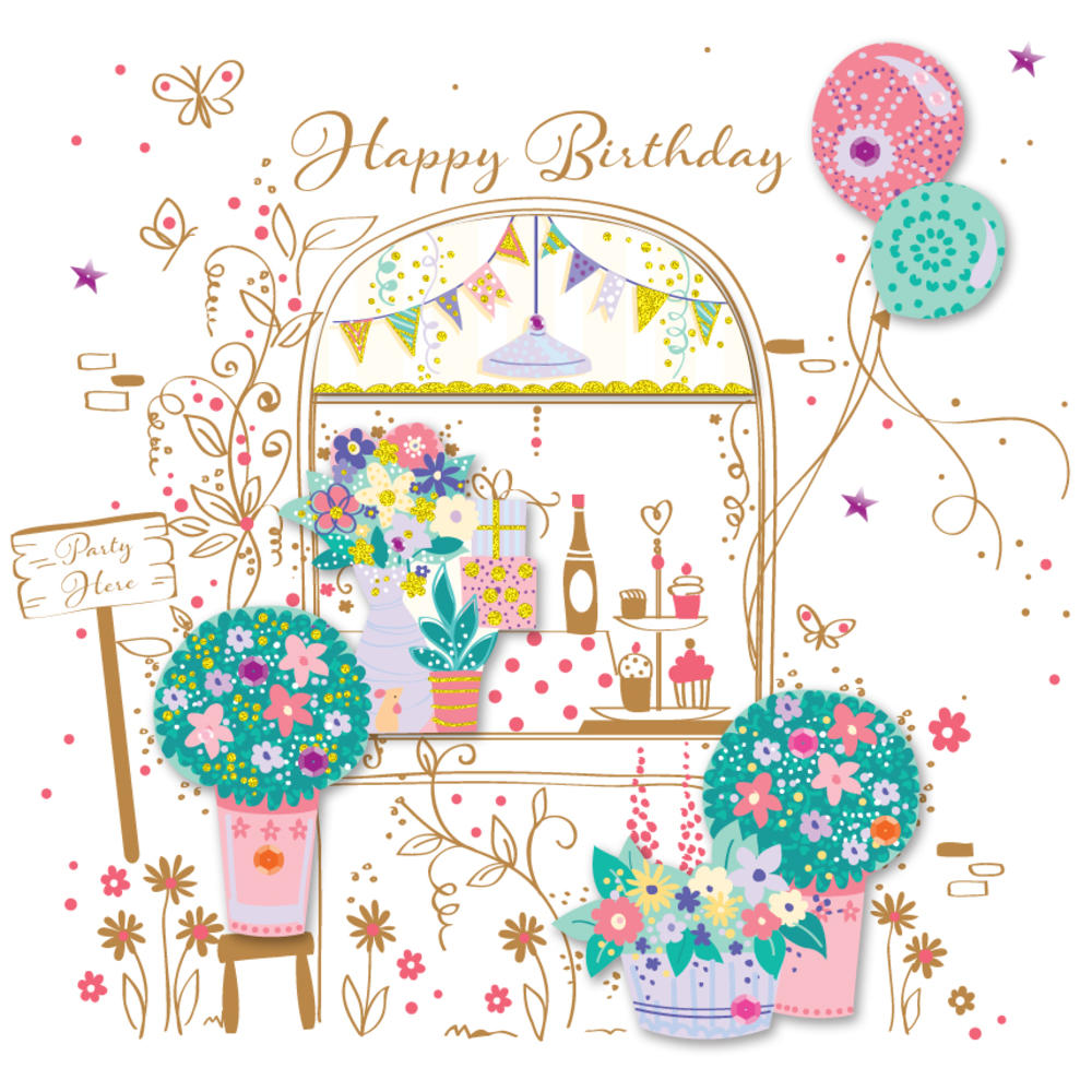 Party Here Pretty Happy Birthday Greeting Card | Cards