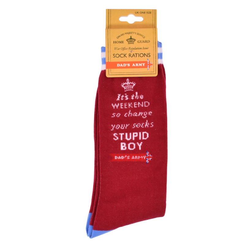 Dad's Army It's The Weekend Stupid Boy Socks One Size Gifts Love Kates