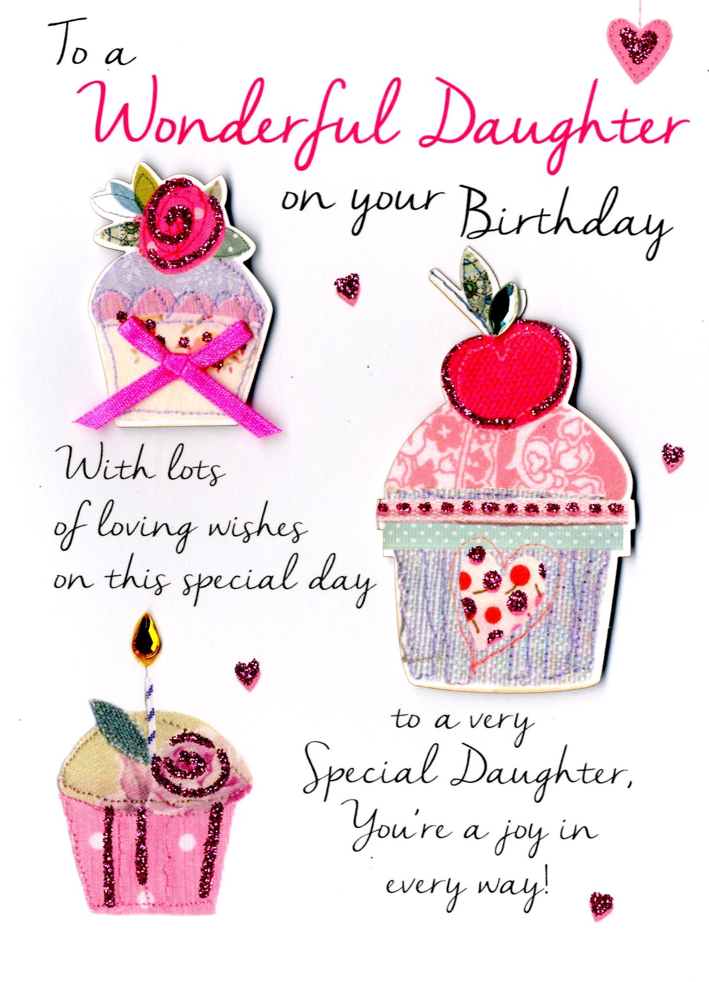 HOWAF Biglietto Di Auguri Rosa Per Figlia Con Portachiavi A Cuore – Regalo Da Mamma E Papà