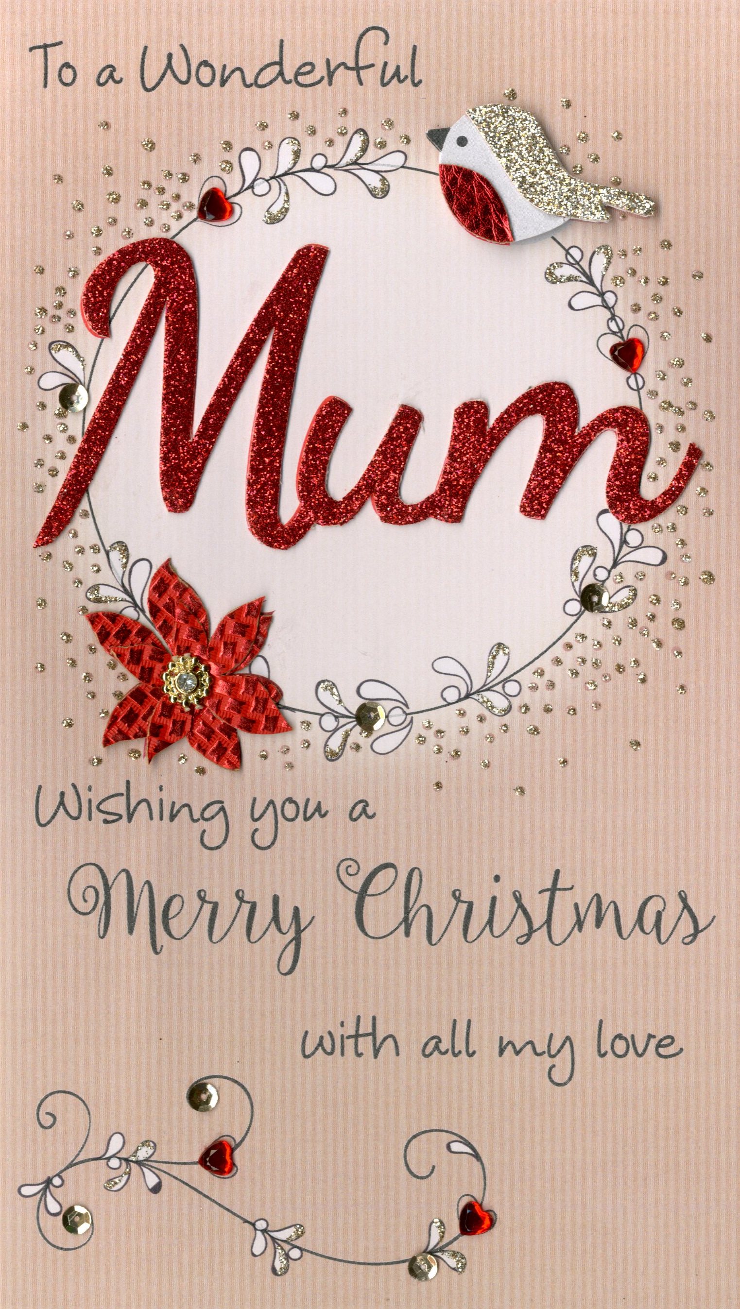 Wonderful Mum Embellished Christmas Card | Cards | Love Kates