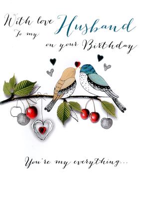 With Love Husband Birthday Embellished Greeting Card | Cards