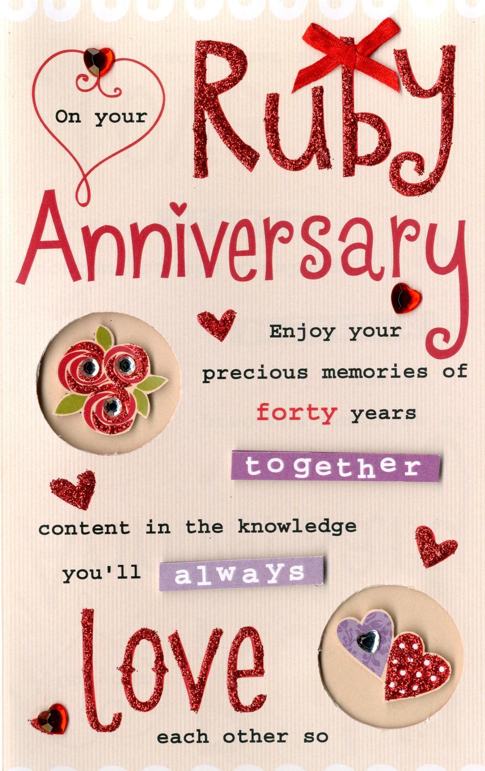 ruby anniversary greeting card cards